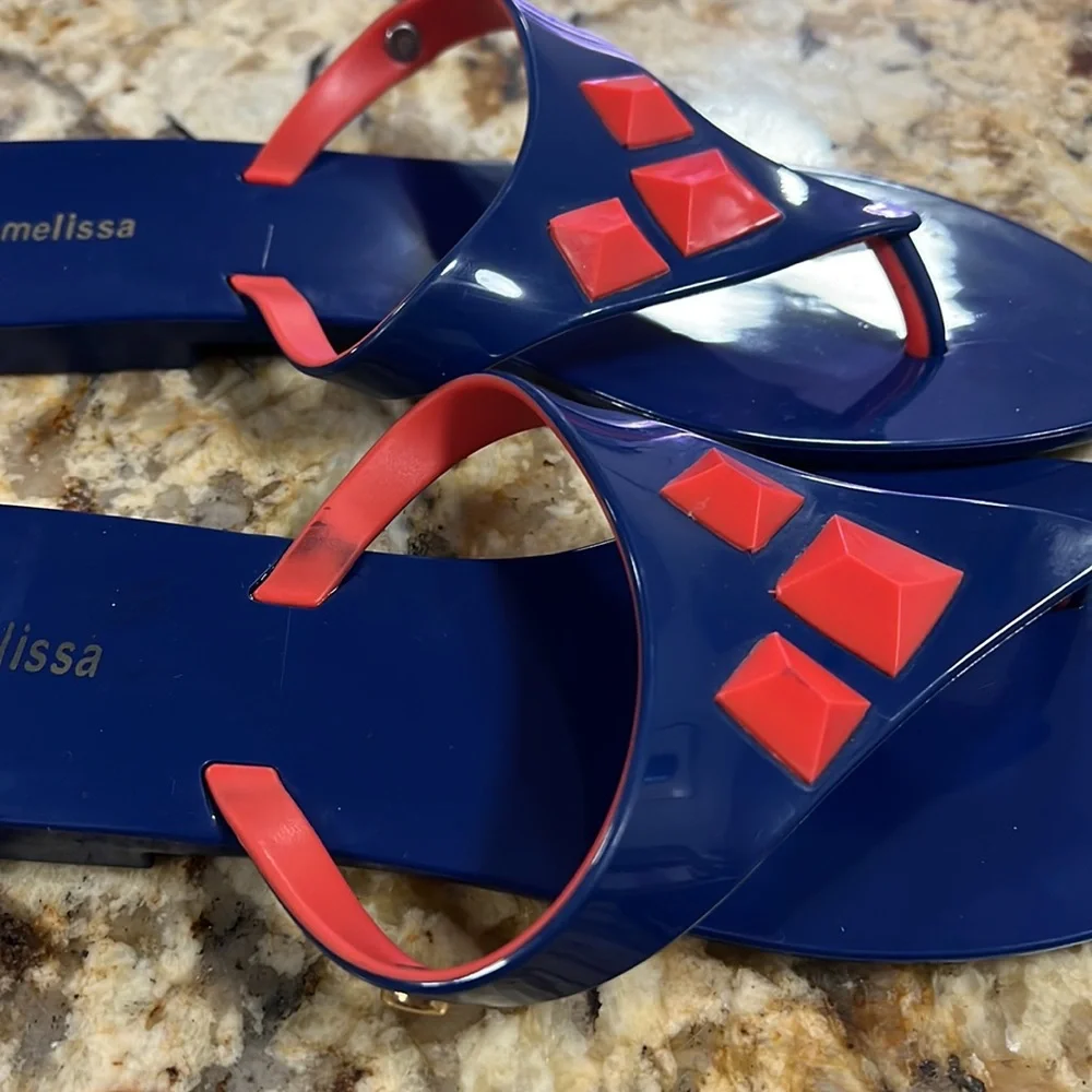 Melissa Shoes Blue / Coral Jelly Multicolor Sandals size 9 - Picture 5 of 13